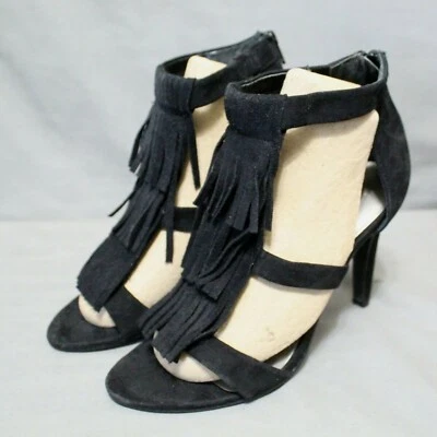 A.N.A Mujer Cremallera Tacón Ultra Alto Negro Imitación Gamuza Zapatos de Vestir Talla 8 M Foto 1 de 4