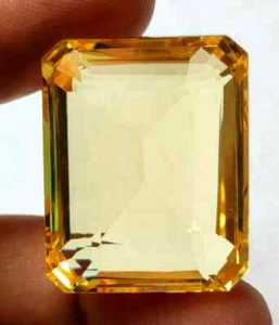 Certified Natural YELLOW Topaz 87.60 Ct Emerald Cut Loose Gemstone - Picture 1 of 4