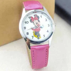 Disney's Minnie Mouse Themed Genuine Pink Leather Band Wrist Watch #2 - Picture 1 of 3
