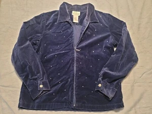 The Quacker Factory Crystal embellished Dark Blue full zip sweatshirt - Picture 1 of 15