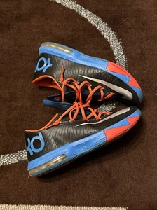 Size 10.5 Nike KD 6 Away Black White Blue Orange Leather (599424-004) - Picture 1 of 5