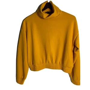 forever 21 Women’s Athetic  Mustard Sweatshirt Turtleneck Size Small Long Sleeve - Picture 1 of 3