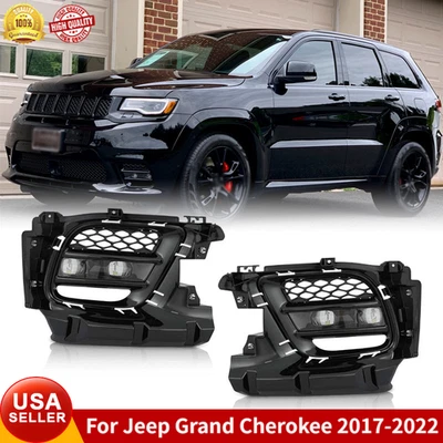 For Jeep Grand Cherokee 2017 2018-2022 LH&RH LED Fog Light Lamps W/ Covers Bezel - Image 1 of 4