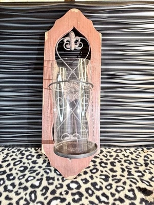 Rustic Candle Sconce With Hurricane Glass - Image 1 of 2