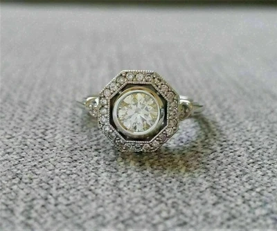 2Ct Lab Created Diamond Vintage Women's Engagement Ring 14K White Gold Over - Image 1 of 4