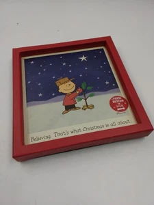 RAR Hallmark Peanuts Leucht Glasfaser Bild Charlie Brown Weihnachten NEU - Bild 1 von 2