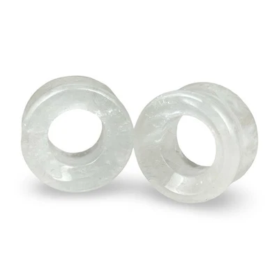 Пара вогнутых туннелей Cloudy Quartz Stone (STN-724) датчики - Изображение 1 из 4