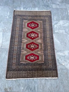 Handmade Pure Wool Uzbek Bokhara Rug Oriental Area Rug Carpet Traditional Design - Picture 1 of 5