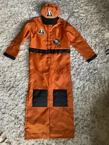 GYMBOREE 2 PC ORANGE SPACE ASTRONAUT COMPLETE COSTUME & HAT SZ SMALL 5-6 KIDS - Picture 1 of 3