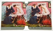 Victorian Stereograph Humorous~Biddy Sees A Rat~Standing on Table~Nightgown