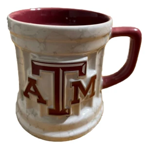 Taza de café Texas A&M Aggies Pillar 12 onzas blanco granate en relieve pesada - Imagen 1 de 7