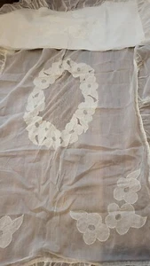 Antique Pair Fitted Sheet, Embroidered Organdi - Foto 1 di 6