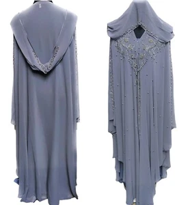 Luxus Damen grau Abaya Jilbab Farasha mit Kapuze - Bild 1 von 5