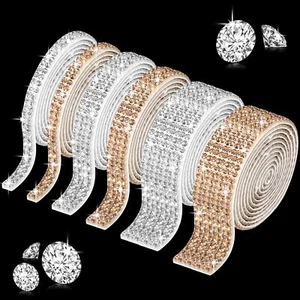 6 Rolls Bling Strips Crystal Rhinestone Ribbon Self Adhesive Sticker 2 mm Rhi... - Picture 1 of 6