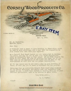 Carta intestata G.T. 1919 RIPLEY Denver Colorado CORNELL WOOD PRODUCTS AZIENDA - Foto 1 di 1