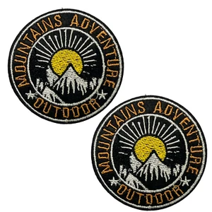 2 X Outdoor Adventures Travel Camping - Iron On Embroidery Patches (6cm) - Picture 1 of 1