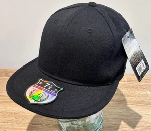 Ethos plain fitted cap, black flat peak cap, premium imported from U.S.A - Picture 1 of 5