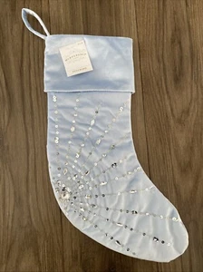 Wondershop Target Christmas Stocking Pastel Blue Velvet Bejeweled Shabby Chic - Picture 1 of 6