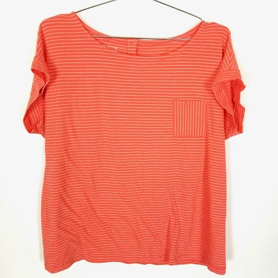 Blusa Top Talbots Mujer Plus Rayas Talla 2X Naranja Mezcla Algodón Manga Corta Foto 1 de 3