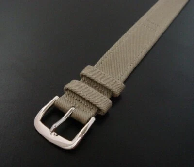 男式 16 毫米二战风格单件卡其色斜纹表带带索环 — 第 1/2 张图片