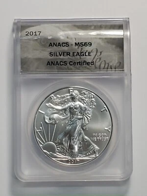 American 2017 Silver Eagle Dollar Coin ANACS Certified MS69 - Image 1 of 3