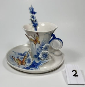 Franz Collection Teacup Saucer Spoon Eternal Love Forever Butterfly Wedding - Picture 1 of 19