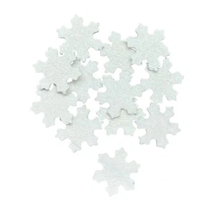12 x White Wood Glitter Snowflake embellishments Craft Scrapbook Toppers - Picture 1 of 1