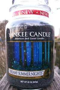 Yankee Candle Retired "DREAMY SUMMER NIGHTS" Large 22 oz. ~WHITE LABEL~RARE ~NEW - Picture 1 of 2