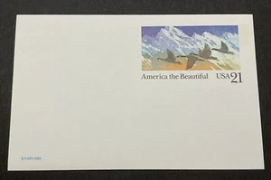 1989 US Sc# UX131 America the beautiful Mountains 21¢ Postal Card MNH Postcard. - Picture 1 of 2