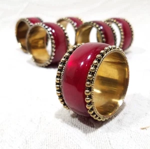 JUEGO DE 6 SOPORTES DE ANILLO DE METAL PARA SERVILLETAS ROJO CON TONO LATÓN - Imagen 1 de 13