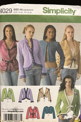Simplicity Sewing Pattern 4029 Misses Jacket Size 6-14 Uncut - Image 1 of 2