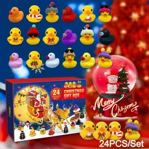 Christmas Countdown 24 Days Advent Calendar Kids Rubber Ducks Bath Toy Blind Box - Picture 1 of 19