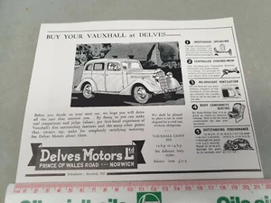 1930s VAUXHALL LIGHT SIX UK Sales Advert - Bild 1 von 1