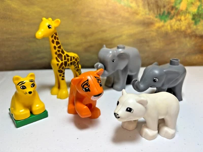Lego Duplo Elephant Giraffe Polar Bear Tiger Zoo Jungle Safari Animal Figure Lot - Image 1 of 4