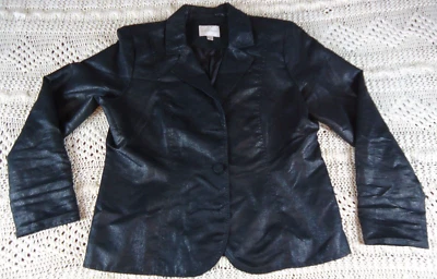 Blazer Erin London Mujer L Negro Brillante Vestido de Oficina Negocios Informal Años 90 80 Foto 1 de 4