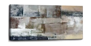 Gray Abstract Wall Art Decor Hand Painted Oil Painting on Canvas Framed 30 in... - Picture 1 of 7