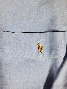 Ralph Lauren Herren Tilden Button Down Hemd 100% Baumwolle Hellblau Fleisch Pony Xl - Bild 1 von 7