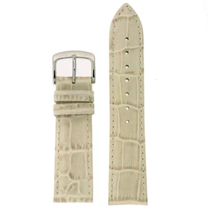 Watch Band Genuine Leather Cream Alligator Grain LEA711 - Picture 1 of 3