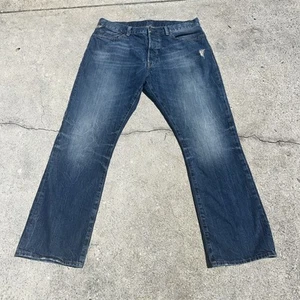 DENIM & SUPPLY RALPH LAUREN Bootcut Jeans Mens 36x30 Blue Button Fly Distressed - Picture 1 of 19