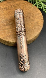 Copper embossed vintage style art deco, needle sewing case - 3.5" - Picture 1 of 6
