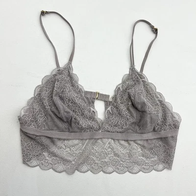 Sexy Bralette Madewell Mujer Grande Gris Encaje Liana Longline Coqueta Femenina Foto 1 de 4