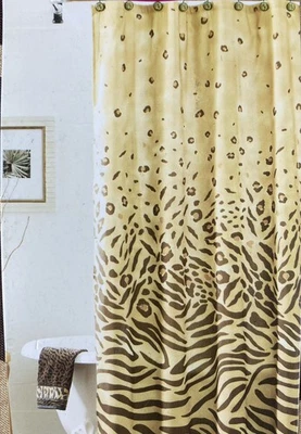 Cortina de ducha de tela de baño de piel de leopardo tigre tigre 72"x72" poli/metálico Foto 1 de 4