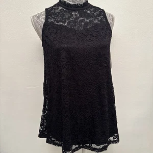 Top sin mangas de encaje negro forrado AB Studio mediano Fairy Cottage Core Boho - Imagen 1 de 10