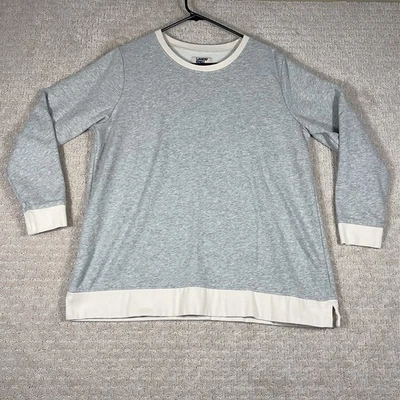 Sudadera Lands' End para mujer XL Serious Sweats cuello redondo gris claro/blanco Foto 1 de 4