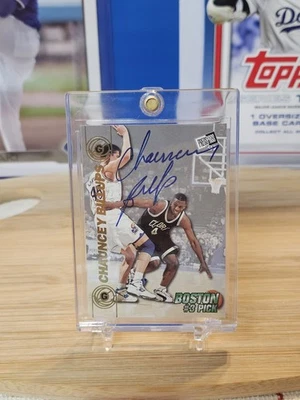 CHAUNCEY BILLUPS 1997 DOUBLE THREAT AUTOGRAPH ROOKIE PRESS PASS - Image 1 of 2