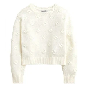 J.Crew Crewcuts Bobble Sweater for Girls in Ivory Size Medium NWT - Picture 1 of 7
