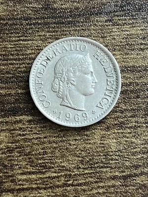 1969 Switzerland Swiss 10 Ten Rappen Helvetica Actual Coin TB5461* - Image 1 of 2