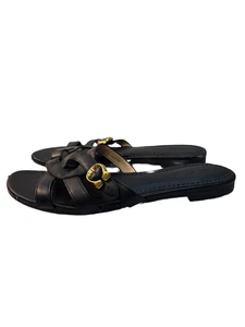 Coach Kennedy flache schwarze Damenschuhe Leder-Sandalen mit Schnalle Größe 9 B - Bild 1 von 13