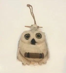 Felted Wool Owl Theme Birdhouse DZI Handmade Fair Trade Wild Woolies Snowy Owl - Picture 1 of 7
