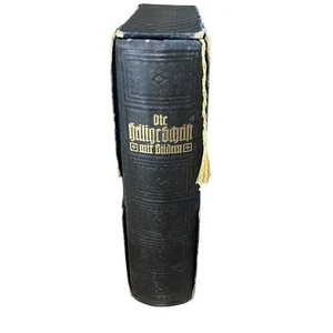 German Bible The Holy Scripture Pictures 1936 Cardboard Sleeve Slipcase Black - Bild 1 von 17